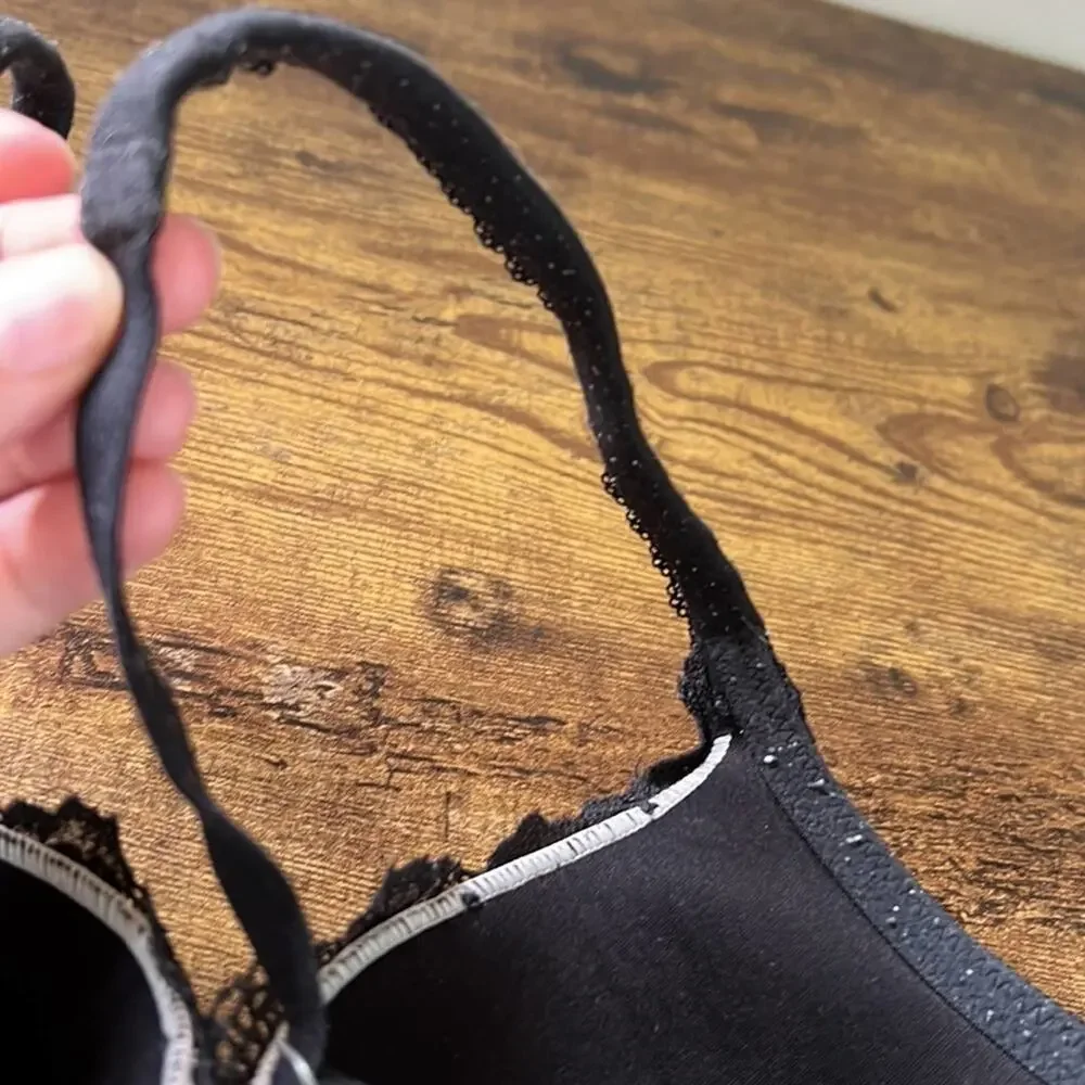 Victoria’s Secret Black Sheer Crochet Floral Lined Demi Padded Bra